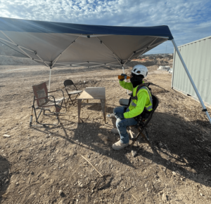 working in the shade during hot days in Texas