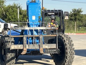 Eduardo Moreno Operates the Rough Terrain Forklift for fall training at bcs