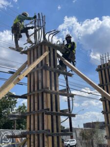 Workers on Column Form at North Loop North Lamar Project from BCS Austin